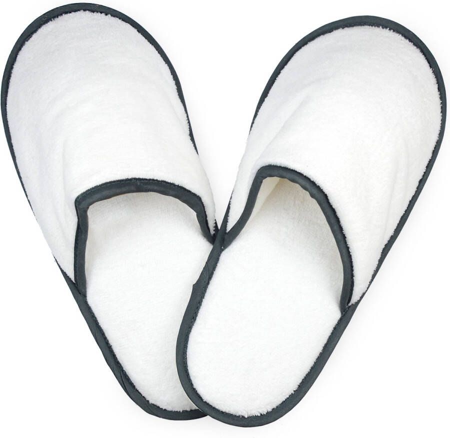 The One towelling Pantoffels Badstofslippers 400 gr m² 100% Gekamd katoen 42 44 Antraciet Wit