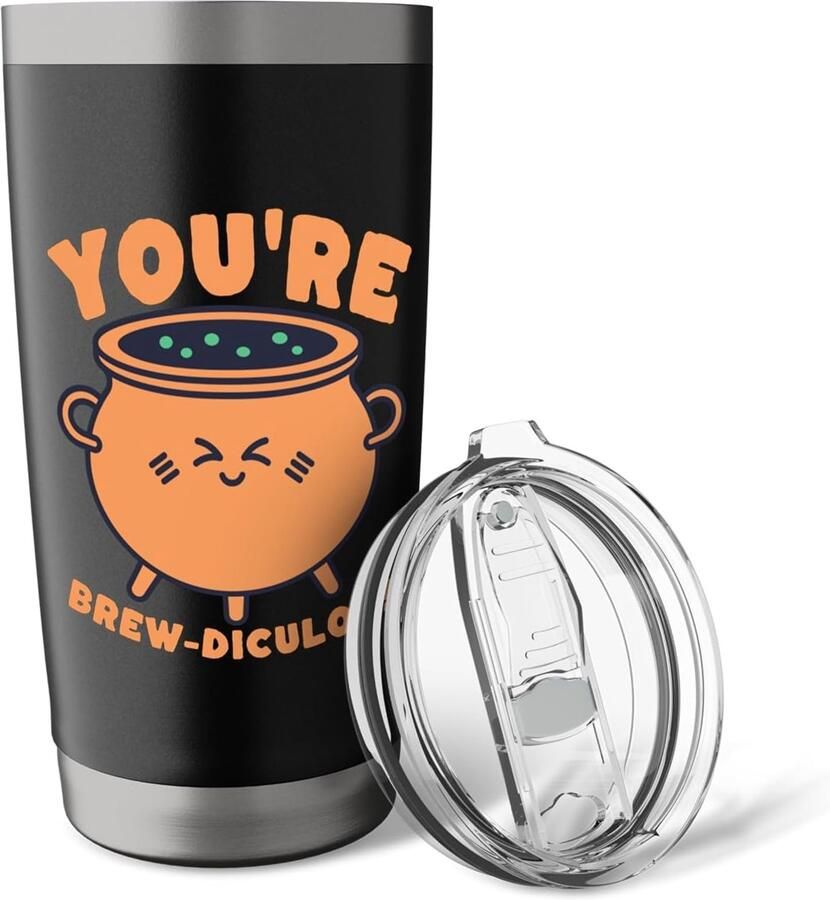Thee thermoskan met grappig Halloween-woordspel