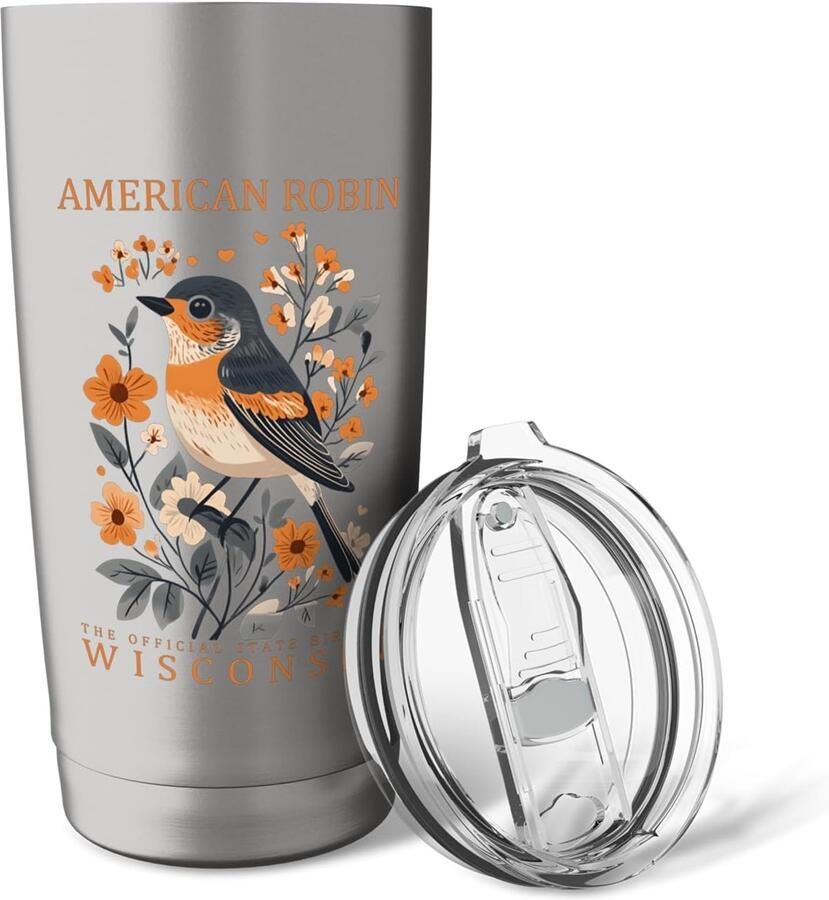 Thermobeker met afbeelding van de Amerikaanse Robin
