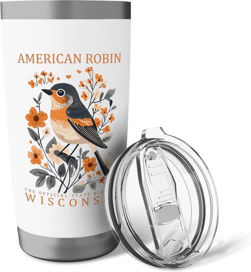 Thermobeker met afbeelding van de Amerikaanse Robin