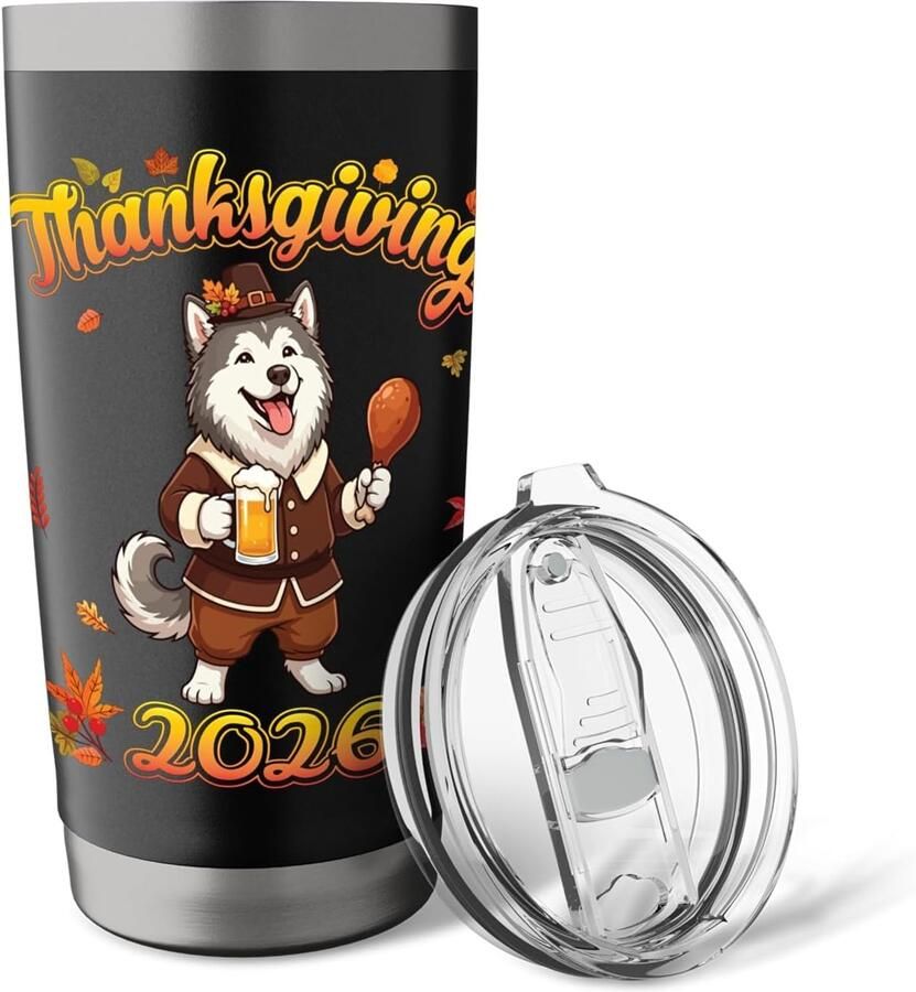 Thermobeker met Alaska Malamute-design