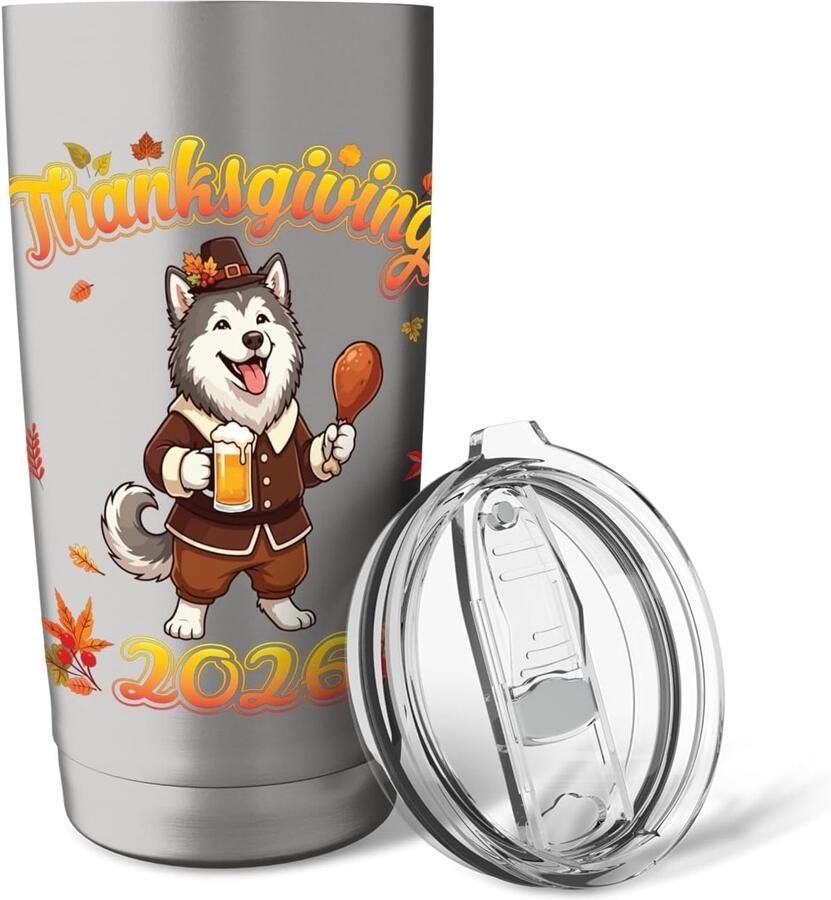 Thermobeker met Alaska Malamute-ontwerp