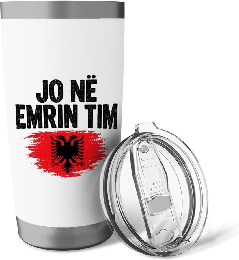 Thermobeker met Albanese vlag