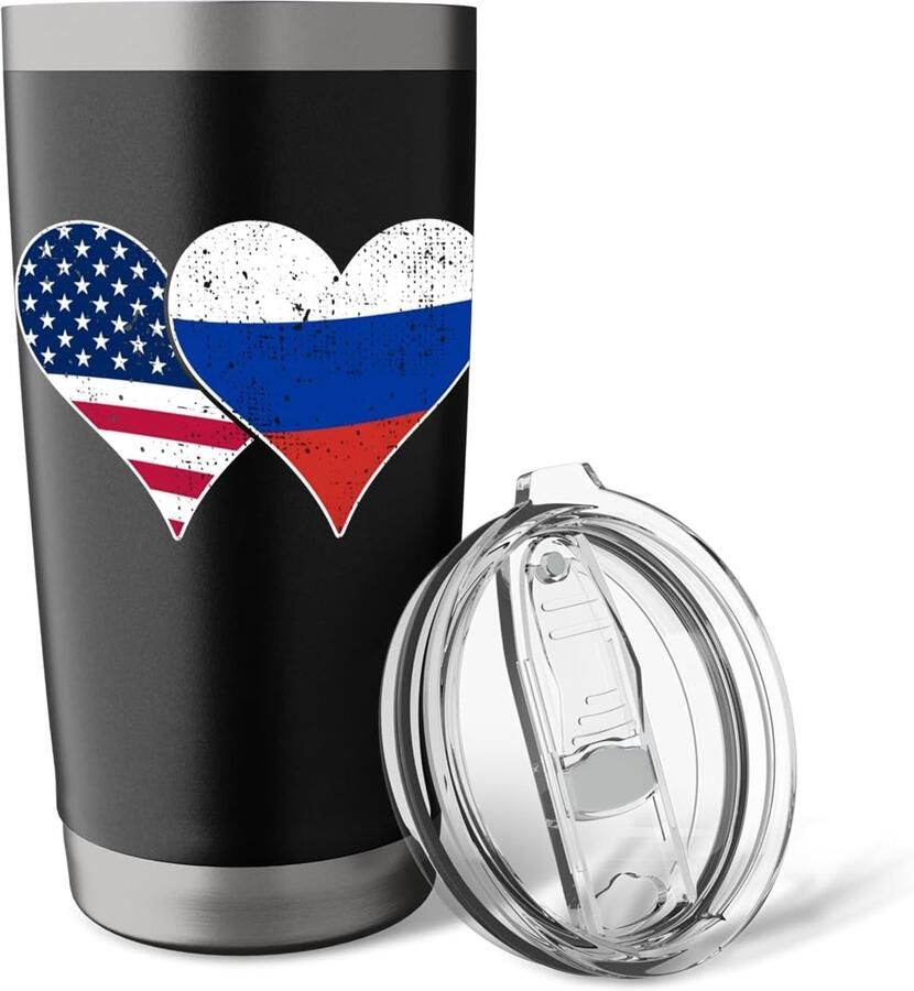 Thermobeker met Amerikaanse en Russische Vlaggen