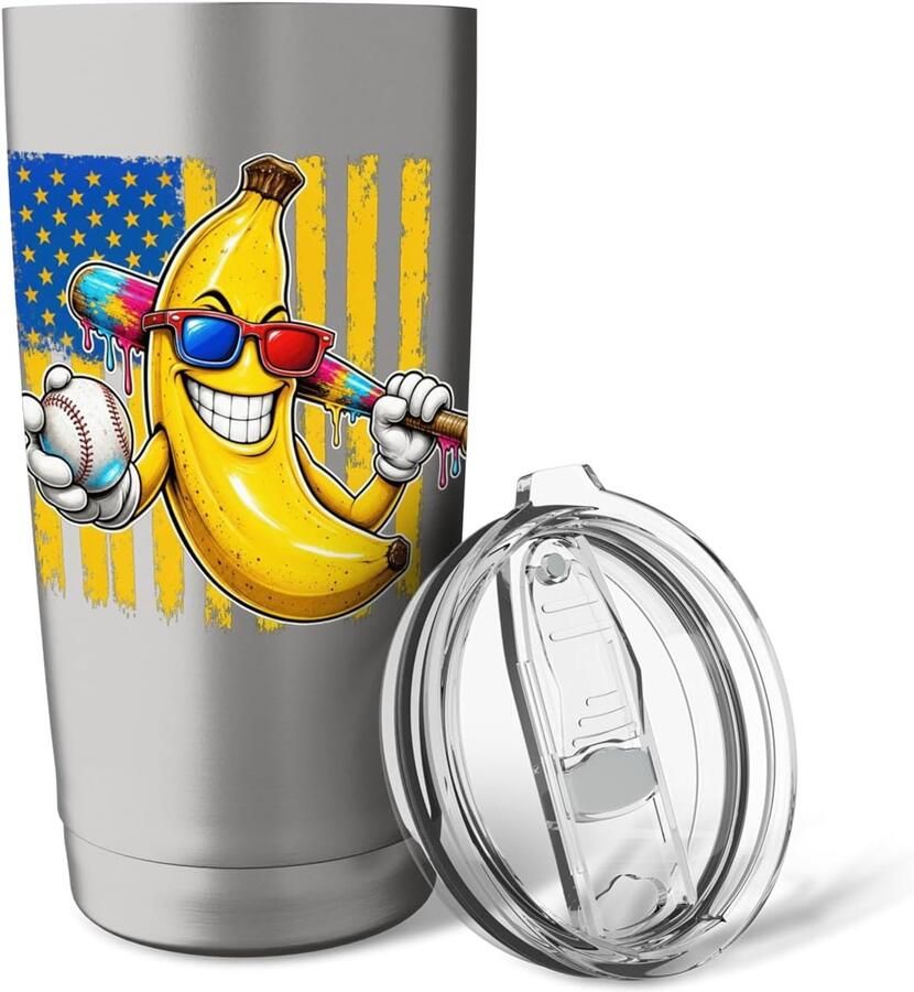 Thermobeker met bananenprint en Amerikaanse vlag