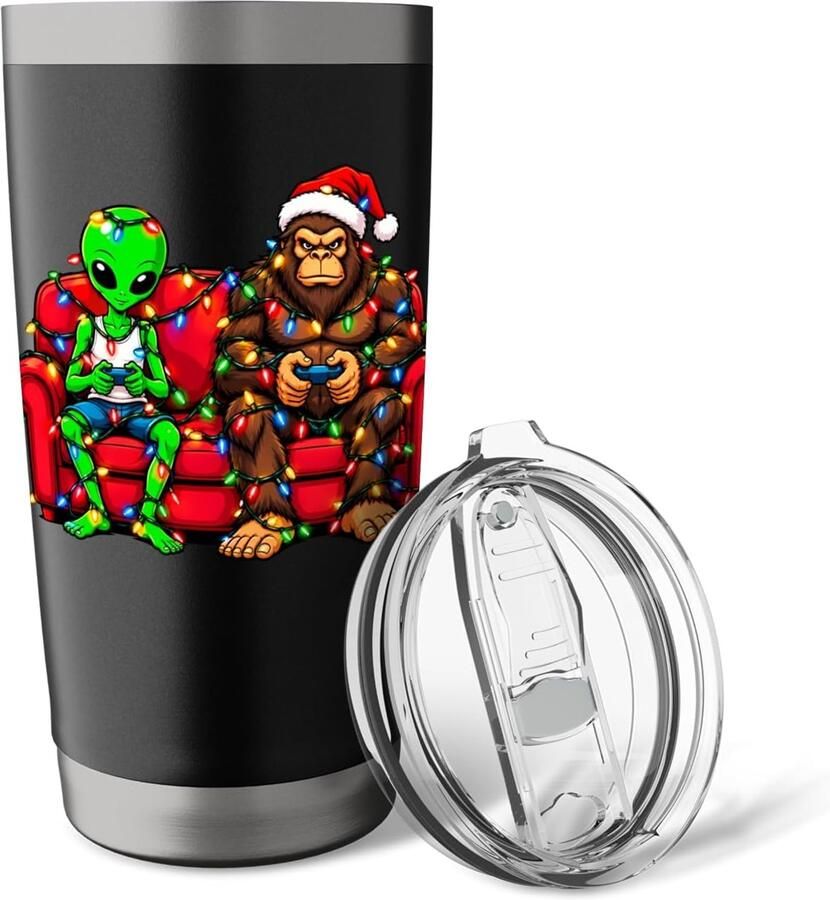 Thermobeker met Bigfoot Alien en UFO kerstverlichting