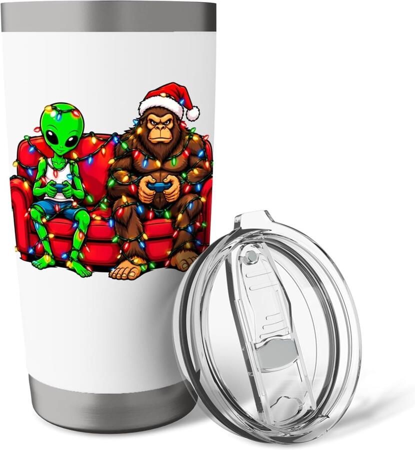 Thermobeker met Bigfoot Alien en UFO kerstverlichting