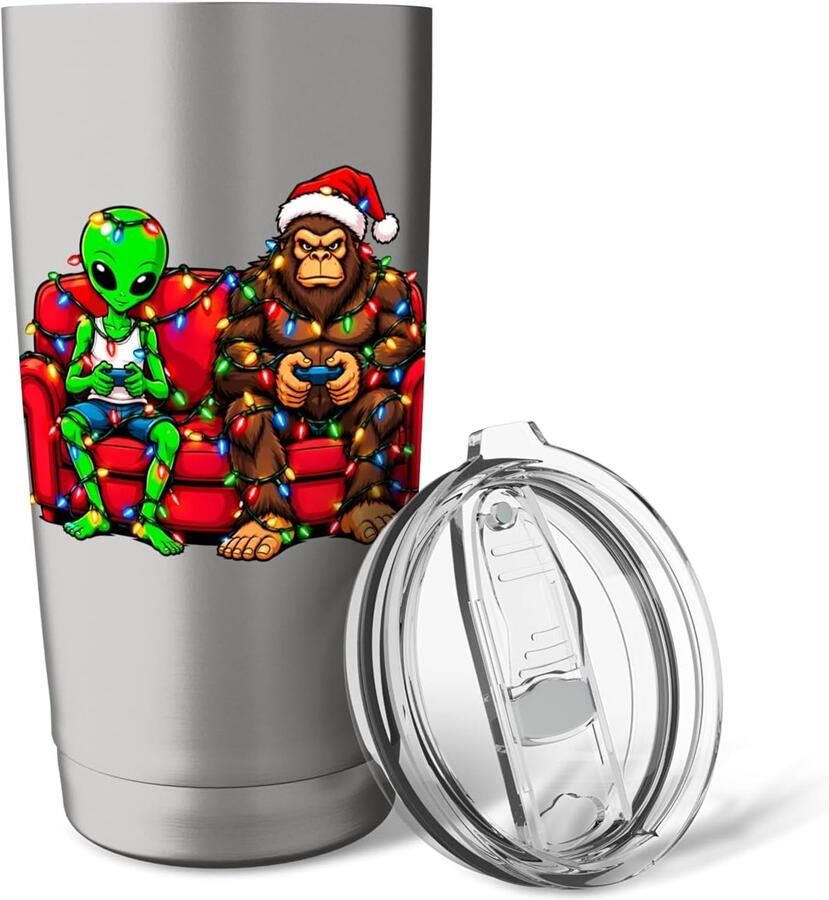 Thermobeker met Bigfoot Alien en UFO Kerstverlichting