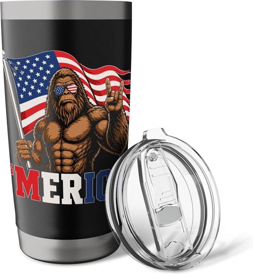 Thermobeker met Bigfoot en Amerikaanse vlag