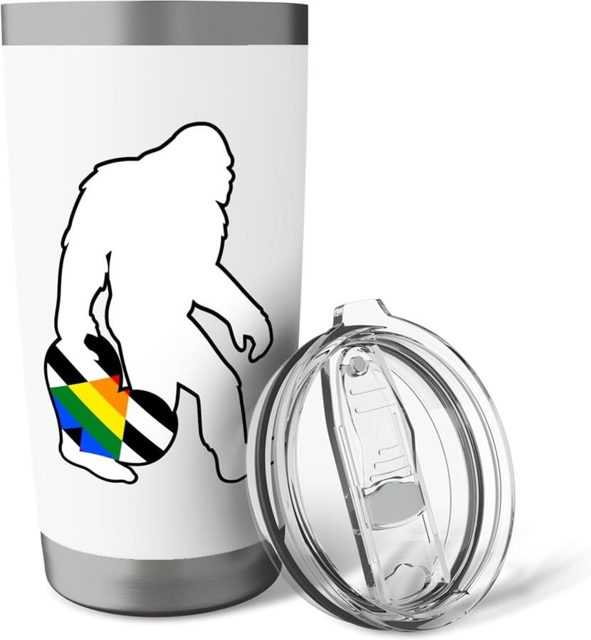 Thermobeker met Bigfoot en regenboogvlag