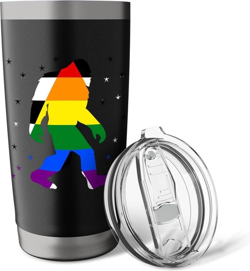 Thermobeker met Bigfoot en Straight Ally vlag