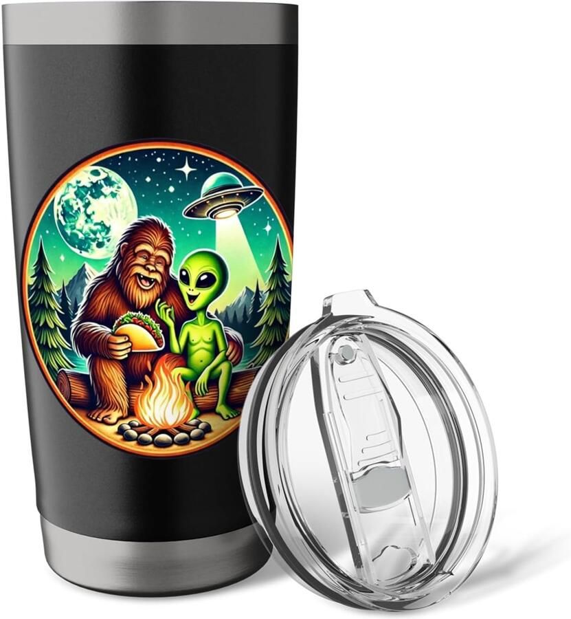 Thermobeker met Bigfoot en UFO dubbelwandig