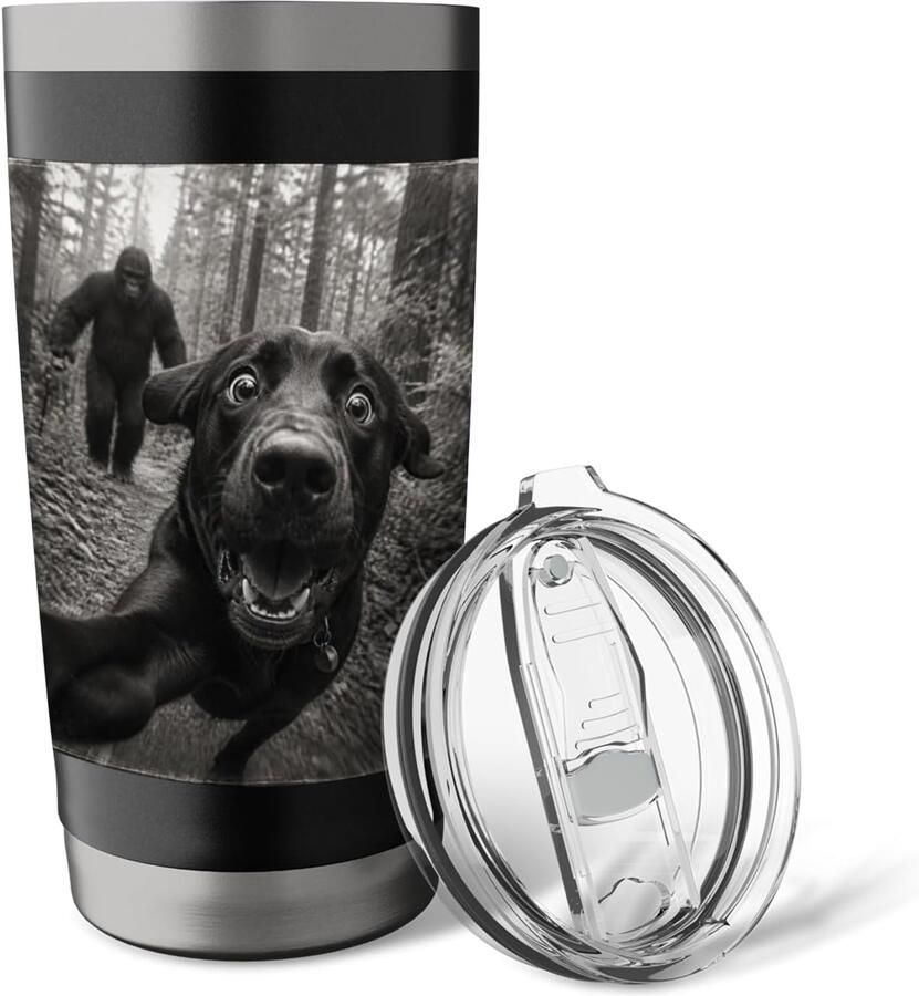 Thermobeker met Bigfoot Labrador dubbelwandig roestvrij staal