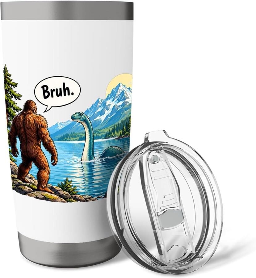 Thermobeker met Bigfoot Loch Ness Monster en grappige tekst