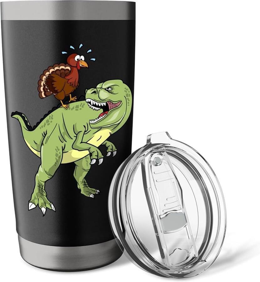 Thermobeker met dinosaurus en kalkoen
