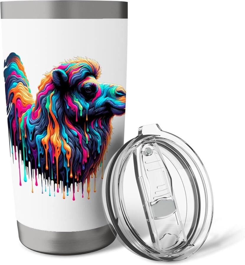 Thermobeker met druppelend verfpatroon kameel
