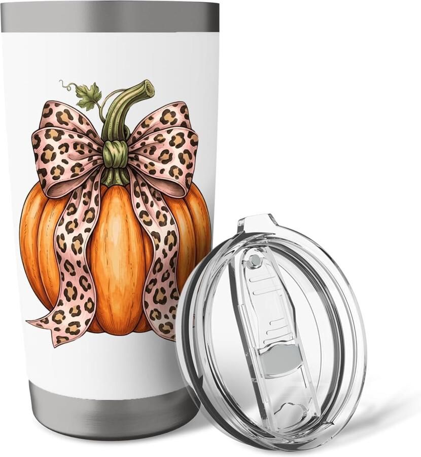 Thermobeker met dubbele wand pompoenprint