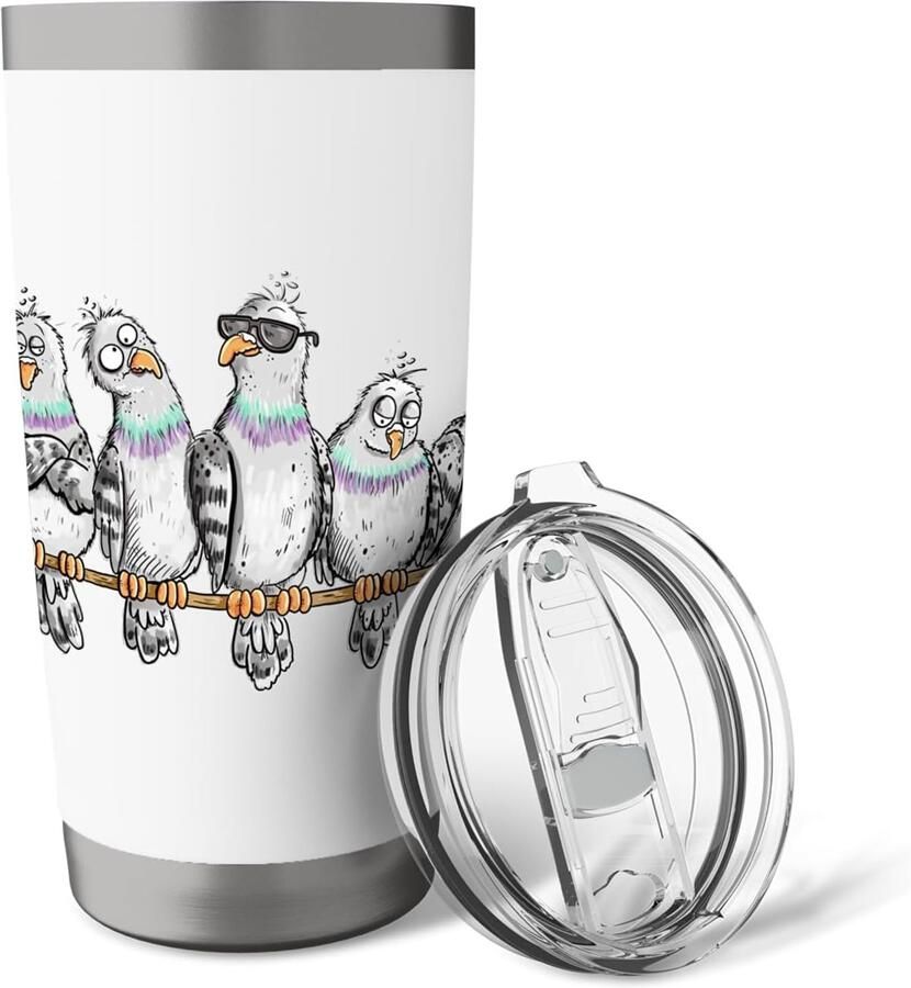 Thermobeker met duif voor vogelaars