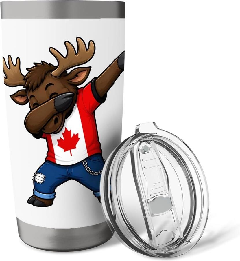 Thermobeker met eland en Canadese vlag