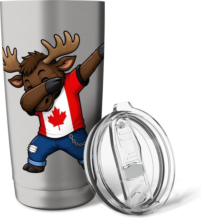 Thermobeker met eland en Canadese vlag