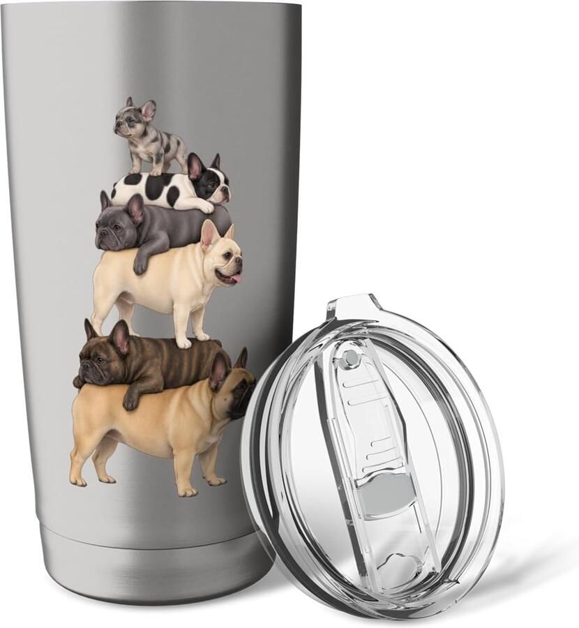 Thermobeker met Franse Bulldogfamilie