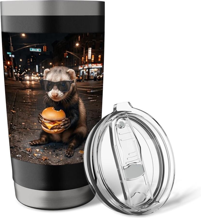Thermobeker met grappig dierenmeme
