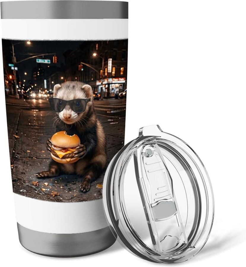 Thermobeker met grappig dierenmeme
