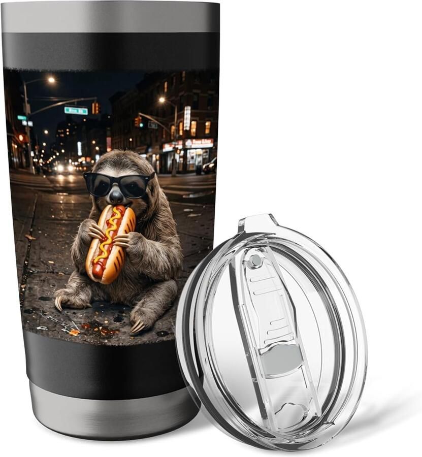 Thermobeker met grappig hotdog-meme