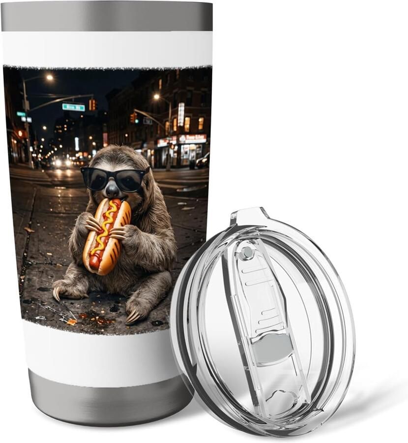 Thermobeker met grappig hotdog-meme