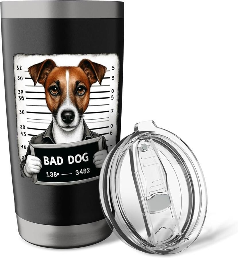 Thermobeker met grappige Jack Russell Terrier voor hondenliefhebbers