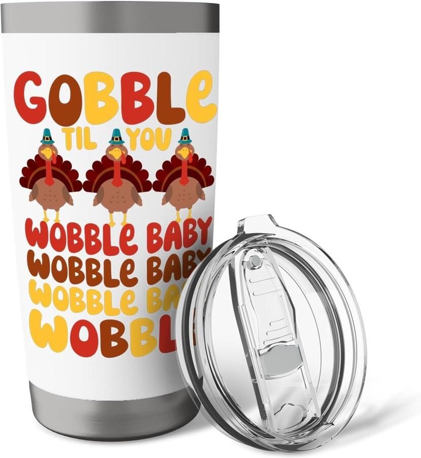 Thermobeker met grappige kalkoen voor Thanksgiving