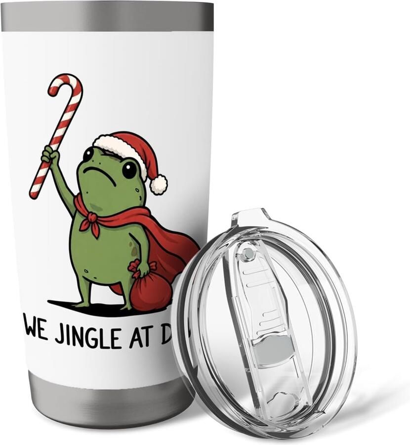 Thermobeker met grappige kikker voor de feestdagen
