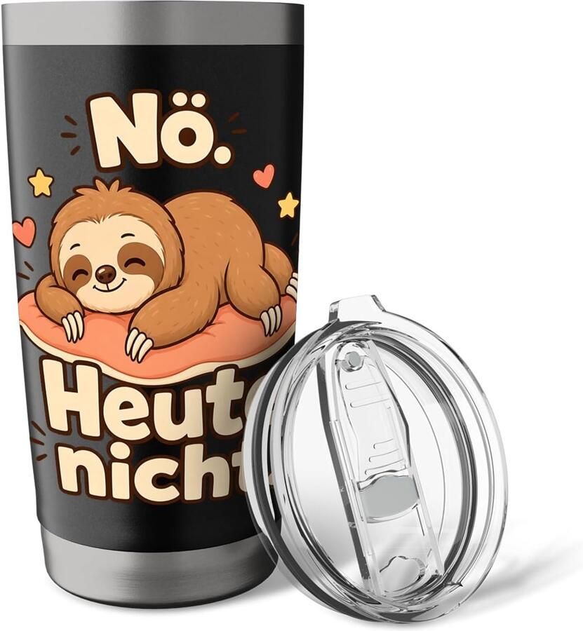 Thermobeker met grappige luie sloth-tekst