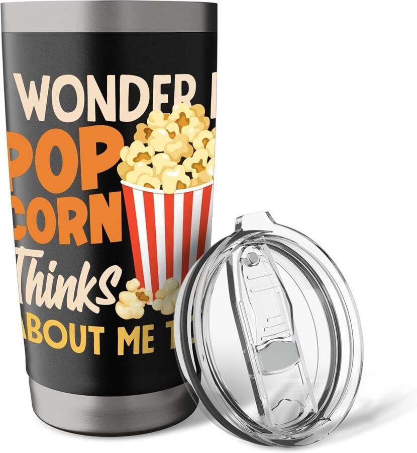 Thermobeker met grappige quote over popcorn