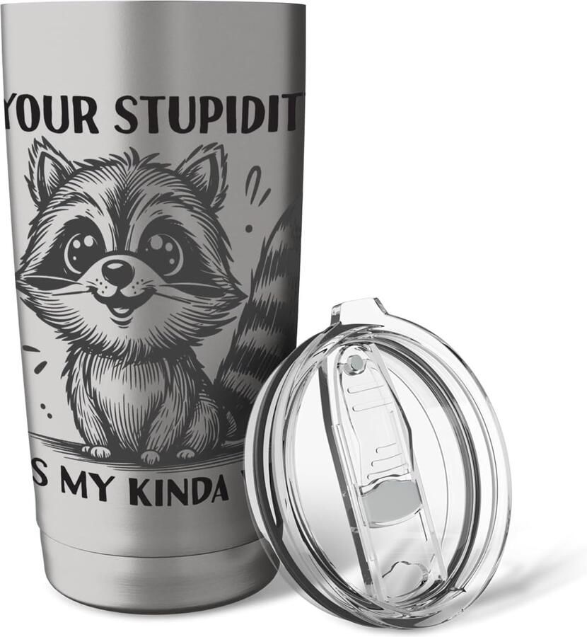 Thermobeker met grappige racoon print
