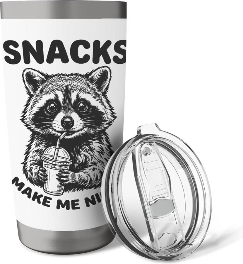 Thermobeker met grappige racoon print
