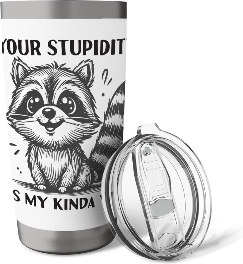 Thermobeker met grappige racoon print
