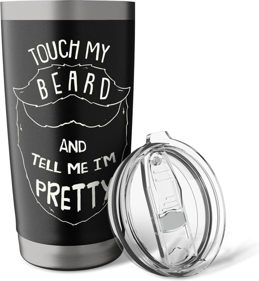 Thermobeker met grappige tekst over baard
