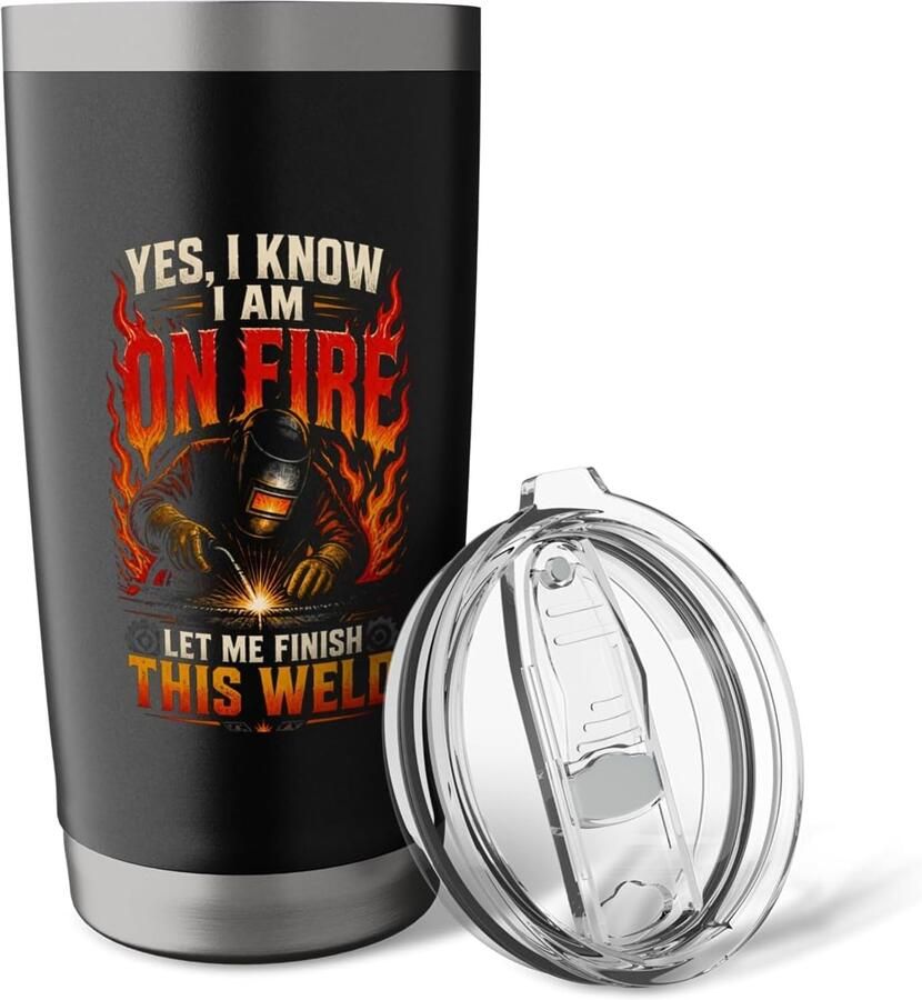 Thermobeker met grappige tekst YES I KNOW I AM ON FIRE