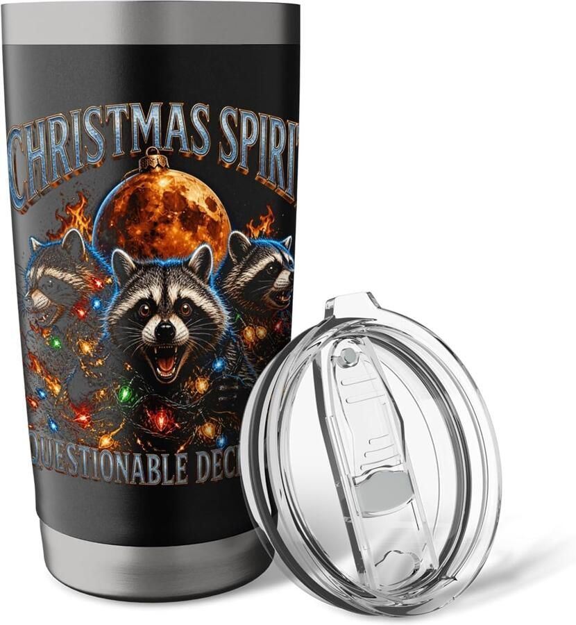 Thermobeker met grappige wasbeer voor kerst