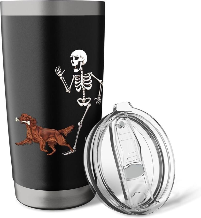 Thermobeker met Halloween-design: Ierse Setter en skelet