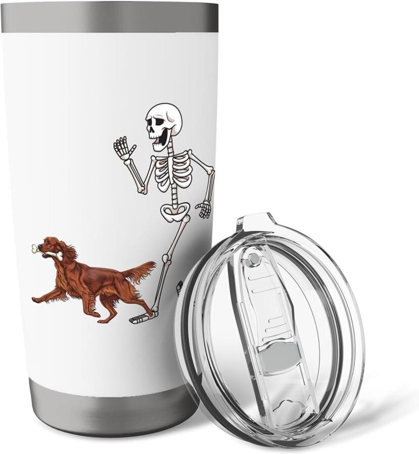 Thermobeker met Halloween-design: Ierse Setter en skelet