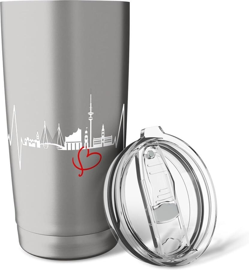 Thermobeker met Hamburgse havenskyline
