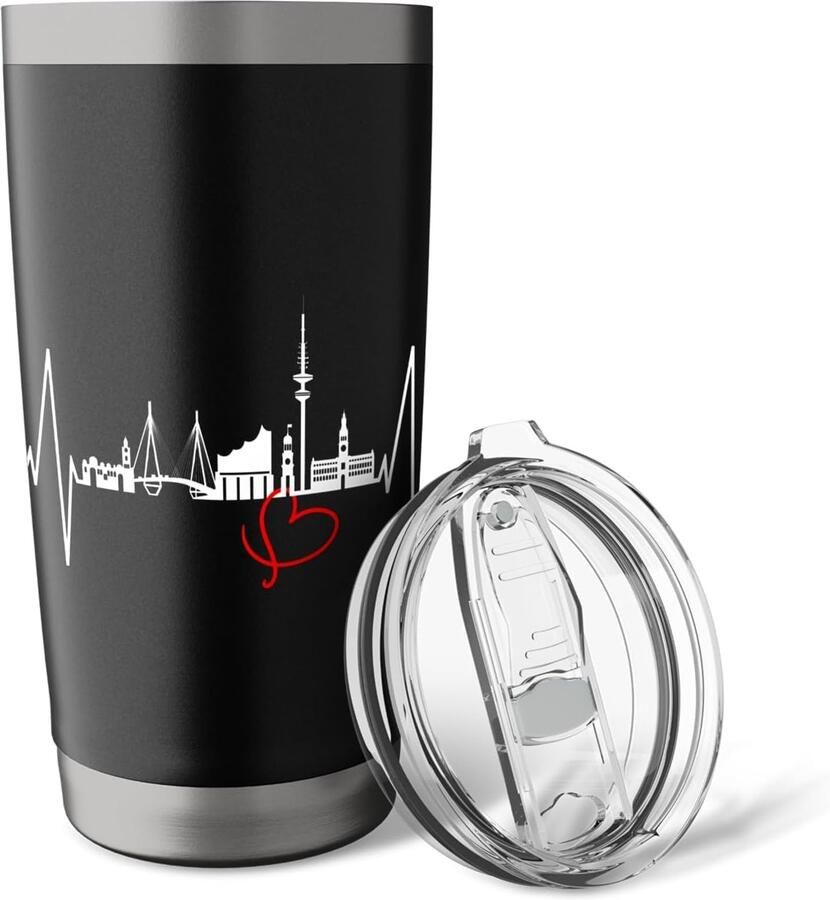 Thermobeker met Hamburgse havenskyline