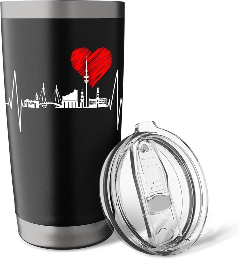 Thermobeker met Hamburgse havenskyline