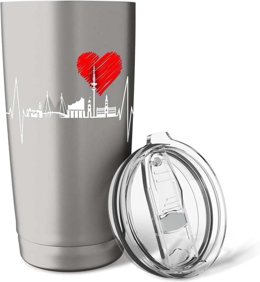 Thermobeker met Hamburgse havenskyline