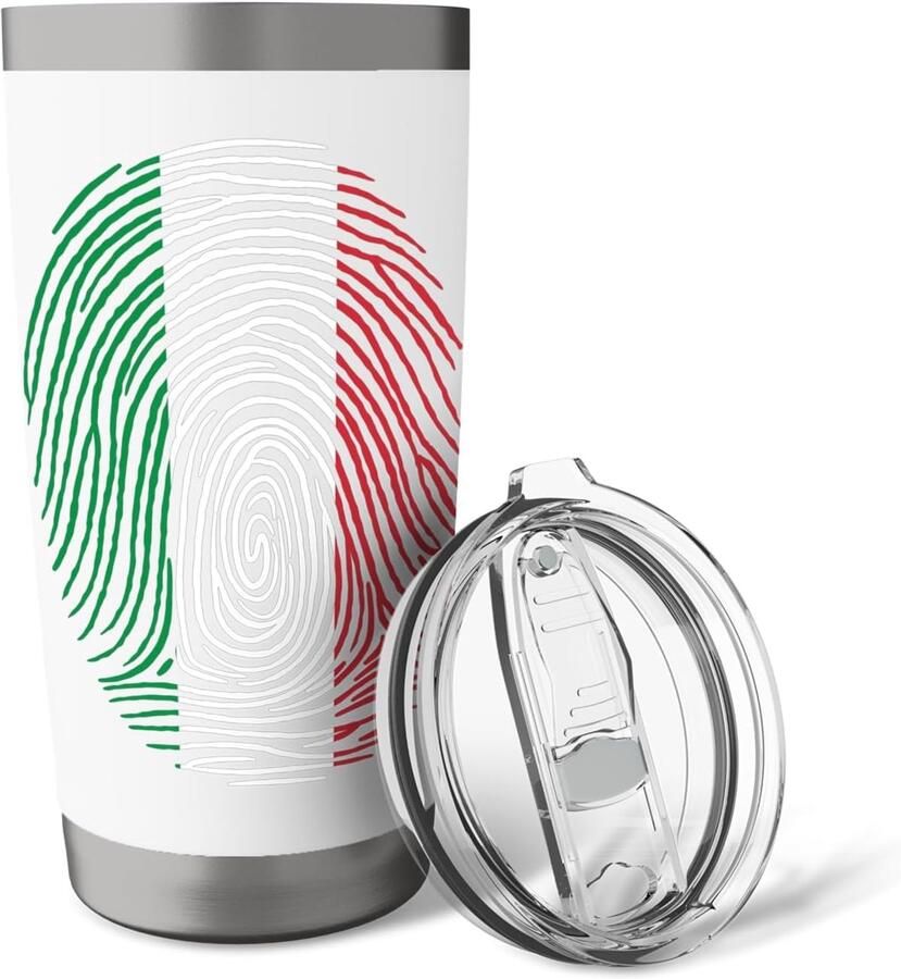 Thermobeker met Italiaanse vlag en vingerafdruk