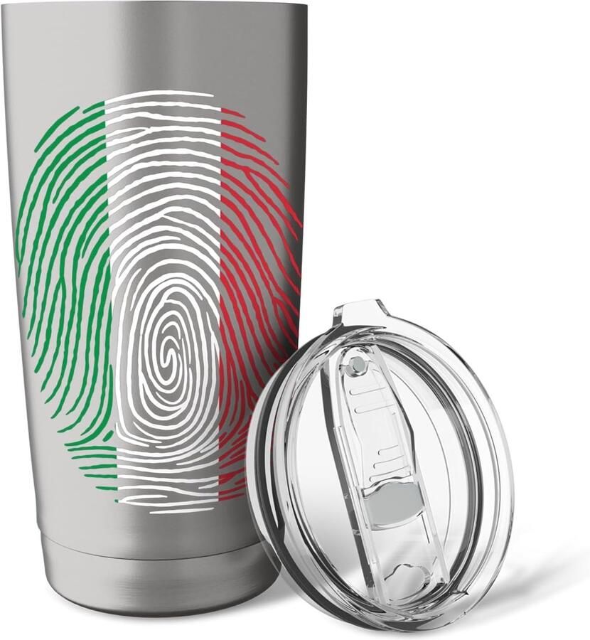 Thermobeker met Italiaanse vlag en vingerafdruk