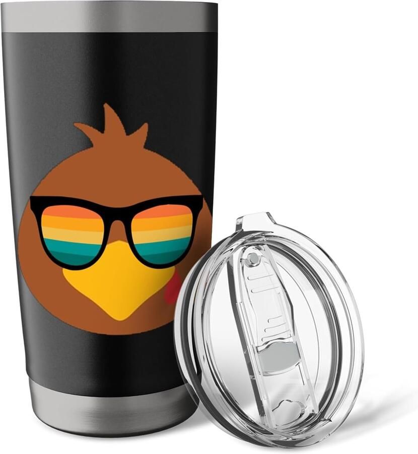 Thermobeker met kalkoen gezicht en zonnebril