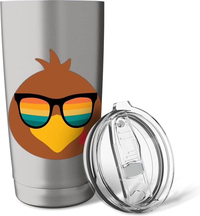 Thermobeker met kalkoen gezicht en zonnebril
